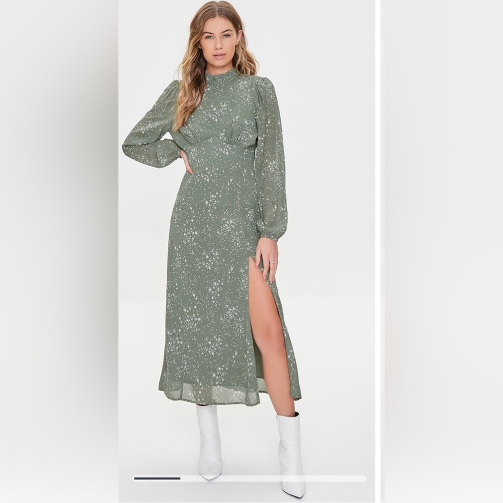 Celestial Print Open-Back Midi Dress